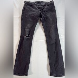 Express Supersoft Midrise Black Distressed Legging Jeans. Size 12